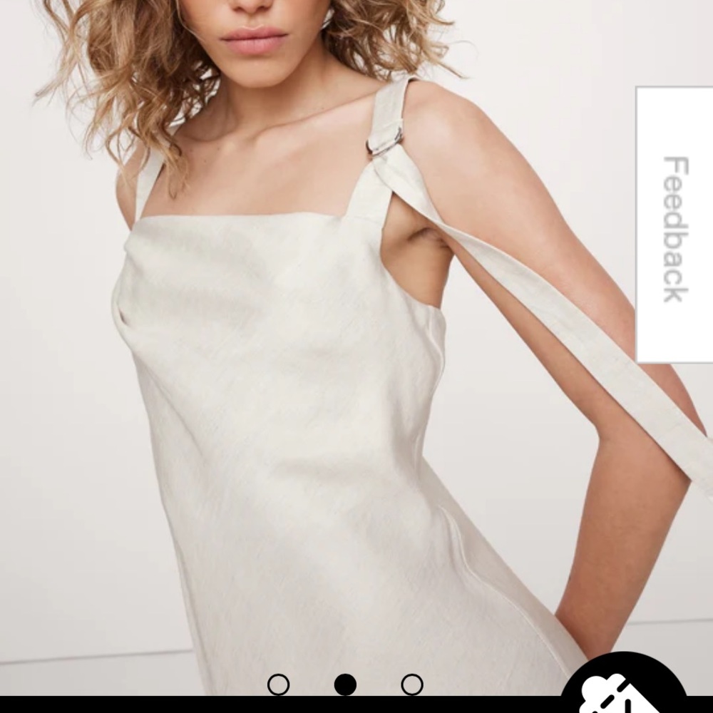 Women's Ivory linen viscose Maxi Dress with Shoulder Tie - Picture 2 of 3